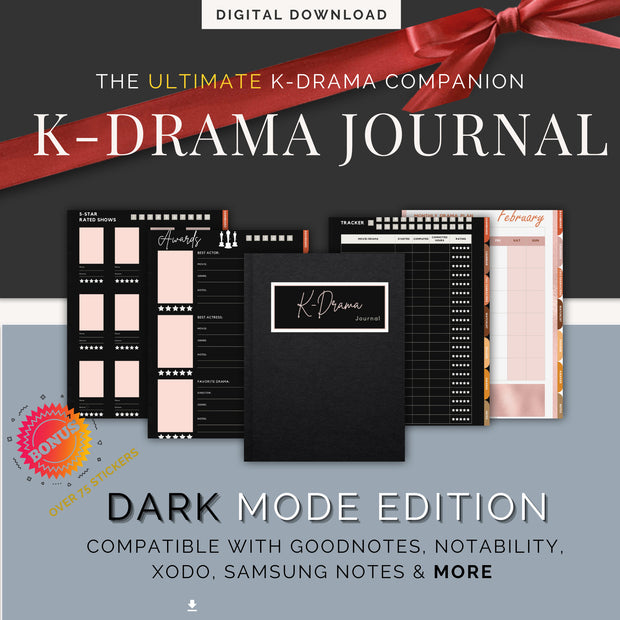 Dark Mode Digital K-Drama Journal - Kdrama And Chill